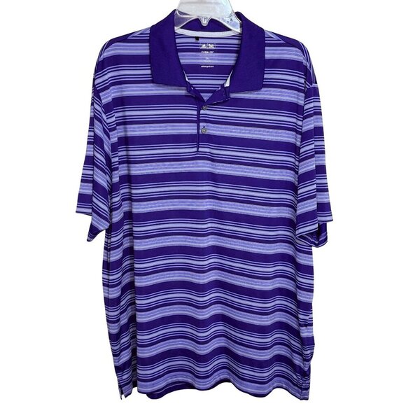 Adidas Performance Clima Lite Men's Purple Striped Polo Golf Shirt - XXL - Picture 1 of 8